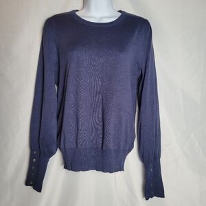 Philosophy Women's Navy Long Sleeve Sweater Gold Tone Button Detail Size Medium